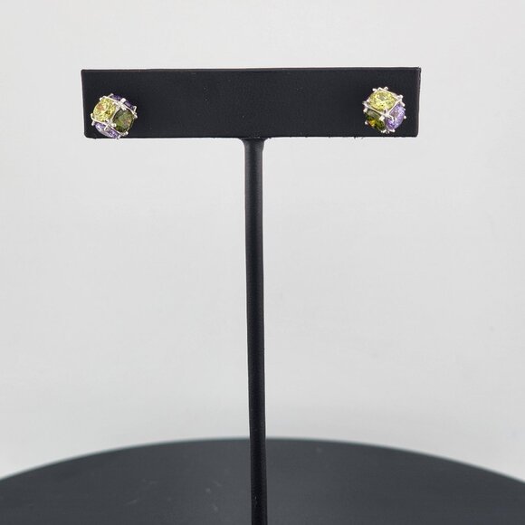 Sterling Silver 925 Round Multi-Color Gemstone Stud Earrings – Vibrant & Elegant - Picture 1 of 12